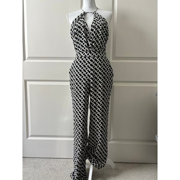 Diane Von Furstenberg 100% Silk Halter Top Jumpsuit - Picture 1 of 12